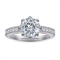 wholesale 925 Silver SKA925 Simulated Diamond Inlaid Women's Wedding Ring, Non-Fading Eight-Claw 1 Carat Row Diamond Engagement Ring, Available for Drop Shipping-0-1
