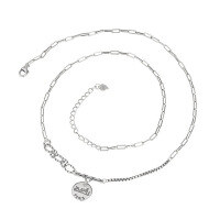 wholesale S925 Sterling Silver Paris Letter Carriage Round Pendant Necklace, Vintage Classic Personalized Collarbone Chain for Women-058L/approximately 6.4g 925 silver