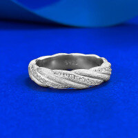 wholesale S925 Silver Italian Brushed Gold Wrapped Ring with Layered Woven Texture and Elegant Style-R1434 Platinum No. 5