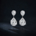 wholesale S925 sterling silver gold-plated luxurious teardrop D-color pear-shaped moissanite earrings for cross-border jewelry sourcing-0-1