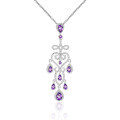 wholesale S925 Silver Designer Luxury Gemstone Pendant French Romantic Elegant Natural Amethyst Necklace Pendant-0-4