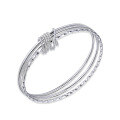 wholesale S999 Pure Silver Three Lives Three Times Silver Bracelet for Women, Wholesale Simple Youth Style Solid Fine Bangle with Smooth Surface-0-4