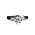 Sterling Silver Six-Prong Moissanite Ring with Bow for Women-0-2
