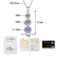 S925 Sterling Silver Full Pavé Moissanite Classic Halo Pendant Necklace for Women-1.8-carat moissanite  925 silver