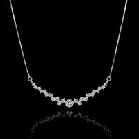 S925 Sterling Silver Moissanite Pendant Necklace, Women's Fashion Smile Face Design-Inlaid with moissanite