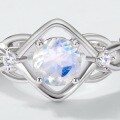 wholesale S925 Sterling Silver Gold-Plated Multi-Color Moonstone Ring, Cross-Border New Fashion Trend Icy Style Gemstone Ring Wholesale-0-3
