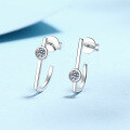 wholesale S925 Sterling Silver Women's Minimalist Lines Moissanite Stud Earrings, Subtle and Versatile Style, Gift for Girlfriend-0-5