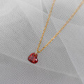 wholesale S925 Sterling Silver Fresh and Sweet Ins Style Retro Exquisite Design Red Diamond Heart Necklace Y01385-0-2
