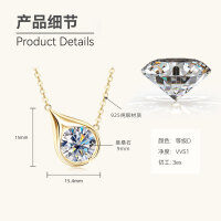 Sterling Silver Fashion Pendant Necklace with Moissanite-Small teardrop necklace [K gold] 9MM  925 silver