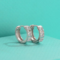 wholesale S925 Sterling Silver Moissanite Hoop Earrings, Luxury High-End Earrings, Elegant Circle Ear Clasps for Women, Versatile Gift for Girlfriend-30 points + 30 points (black moissanite) earrings 925 silver