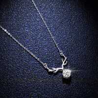S925 Silver Moissanite Deer Antler Pendant Necklace-1-carat necklace (set with D-color moissanite)  925 silver