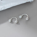 wholesale 925 Sterling Silver Exquisite Korean-style Unique Design Full Diamond Round Ball C-shaped Threaded Ear Hook M06634-0-3