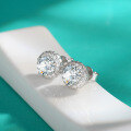 wholesale S925 Sterling Silver Cross-Border Moissanite Stud Earrings, Small and Minimalist, Versatile and Elegant, Round Envelope High-End Earrings for Women, Wholesale-0-2