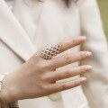 wholesale S925 silver-plated bright silver adjustable hollow mesh trendy custom index finger ring-0-4
