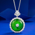 wholesale S925 silver with new emerald-green imperial jadeite pendant and adjustable green chalcedony necklace from Mu Jing Jewelry-0-0