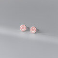 wholesale S925 Sterling Silver Student Small Resin Smiley Ear Studs Exquisite Ins Style Women's Ear Jewelry M03297-0-3
