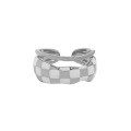 wholesale S925 Sterling Silver 118 Korean Version Ins Small Design Sense Minimalist Irregular Checkerboard Textured Open Ring for Women-0-6