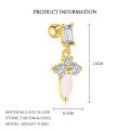 wholesale S925 Sterling Silver Opal Light Luxury Inlaid Sparkling Zircon Marquise Earrings Women's Fashion Simple Versatile Trendy Cross-border-0-7