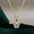 14K Gold Plated 925 Sterling Silver Moissanite Lotus Pendant Necklace-0-0