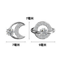 wholesale 999 Sterling Silver Star and Moon Studs Earrings for women-Star and moon five-pointed star diamond earrings