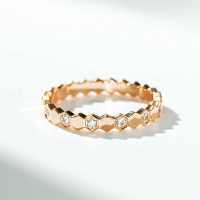 18K Rose Gold Geometric Honeycomb Diamond Stacking Ring-Inter-drill - CBJZ557-T 8