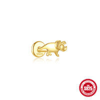 wholesale S925 Sterling Silver new animal series earrings, cute mini ocean flat head threaded ear cartilage studs-Single gold #6