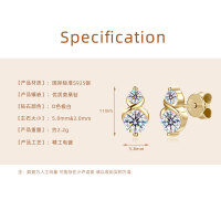 925 Sterling Silver Square Double Prong Single Stone D Color Moissanite Earrings-Wireless Symbol Earrings [K Gold]  925 Silver