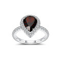 wholesale S925 Sterling Silver Classic Candy Color Ring with Natural Blue Topaz and Garnet 7*9mm Ring Setting-0-3