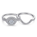 wholesale S925 Sterling Silver Set of Three Stackable Wedding Rings with Zirconia for Women-0-7