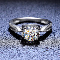 925 Sterling Silver 1ct Iris Round Brilliant Moissanite Bullhead Ring Factory Wholesale Live-0-0