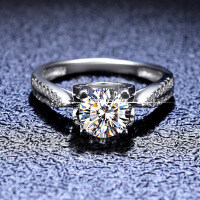 925 Sterling Silver 1ct Iris Round Brilliant Moissanite Bullhead Ring Factory Wholesale Live-1 carat (zircon)  18 yards