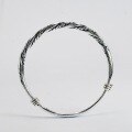 wholesale 999 Silver Handmade Woven Twist Rope Adjustable Bangle in Vintage Style for Women, Thai Pure Silver-0-0