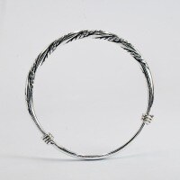 wholesale 999 Silver Handmade Woven Twist Rope Adjustable Bangle in Vintage Style for Women, Thai Pure Silver-Vintage model (1000056) Pure silver
