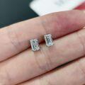 wholesale 9/10/14/18K Gold, Platinum Four-Prong 08 Carat Moissanite Stud Earrings with Emerald Cut, Minimalist Style-0-2
