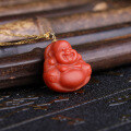 wholesale 18K gold certified pendant with red agate laughing Buddha, jade Buddha, Maitreya pendant for women-0-2