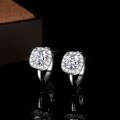 S925 Silver Moissanite Stud Earrings, Luxury Square Setting, Fine Craftsmanship-0-1