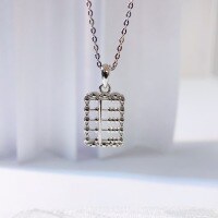 wholesale Pure Silver Korean-style Fashion Small Abacus Necklace for Women, Versatile Niche Design High-end Minimalist Plain Silver Collarbone Chain Wholesale-DZ015694-1 (with O-shaped chain)  925 silver
