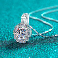 S925 Sterling Silver Moissanite Sunflower Pendant Necklace for Women-0-0