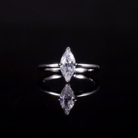 wholesale S925 sterling silver gold-plated small batch unique marquise-shaped zirconia eagle claw single diamond ring wholesale for men and women-925 Silver Ring with Cubic Zirconia  US Size 5