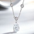 S925 Silver Necklace with Drop Bubble Pendant and Radiant Cut Aquamarine-0-2