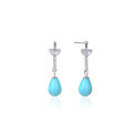 wholesale S925 Sterling Silver Diamond and Shell Pearl Creative Stud Earrings, Short Drop Earrings for Women, Korean Style Fashion Elegant Teardrop Pearl Earrings-0-4