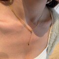 wholesale 925 Sterling Silver Cross-Border Hot-Selling Women's Necklace, Minimalist Double-Layer Ins-Style Personalized Chain Tassel Teardrop Design-0-2