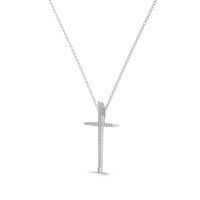 wholesale S925 Sterling Silver Korean-style Cross Pendant Necklace, Minimalist Delicate Lightweight Layering Collarbone Chain Necklace-DY190948-SW-WH 925 silver
