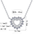 S925 Sterling Silver Full Moissanite Women's Necklace, Heart-Shaped Simple Hollow Pendant Collarbone Chain-0-3