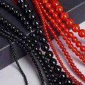 wholesale Metal material natural black red agate scattered beads for bracelet stringing bead hand weaving DIY accessory kit crystal beads-0-0