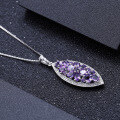 wholesale S925 Sterling Silver Luxury High-End Natural Amethyst Pendant with European and American Fashion Design Gemstone Necklace-0-2