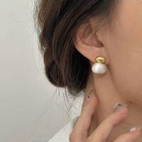 wholesale S925 Sterling Silver Gold and Silver Two-Tone Oval Ear Studs Women's Spring New Collection Versatile Earrings-Sterling silver