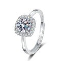 Sterling Silver Moissanite 1ct Square-Cut Ring Women's Adjustable-0-6