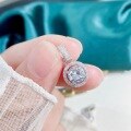 wholesale S925 Silver Maker Classic Round Pendant with Four-Prong Diamond Setting, Fashionable and Luxurious Niche Design, Versatile Necklace Jewelry-0-2