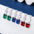wholesale S925 Sterling Silver Cross-Border Factory Wholesale Elegant Earrings with 5A High-Carbon Diamond Zircon and Ruby/Sapphire Ear Studs-0-2